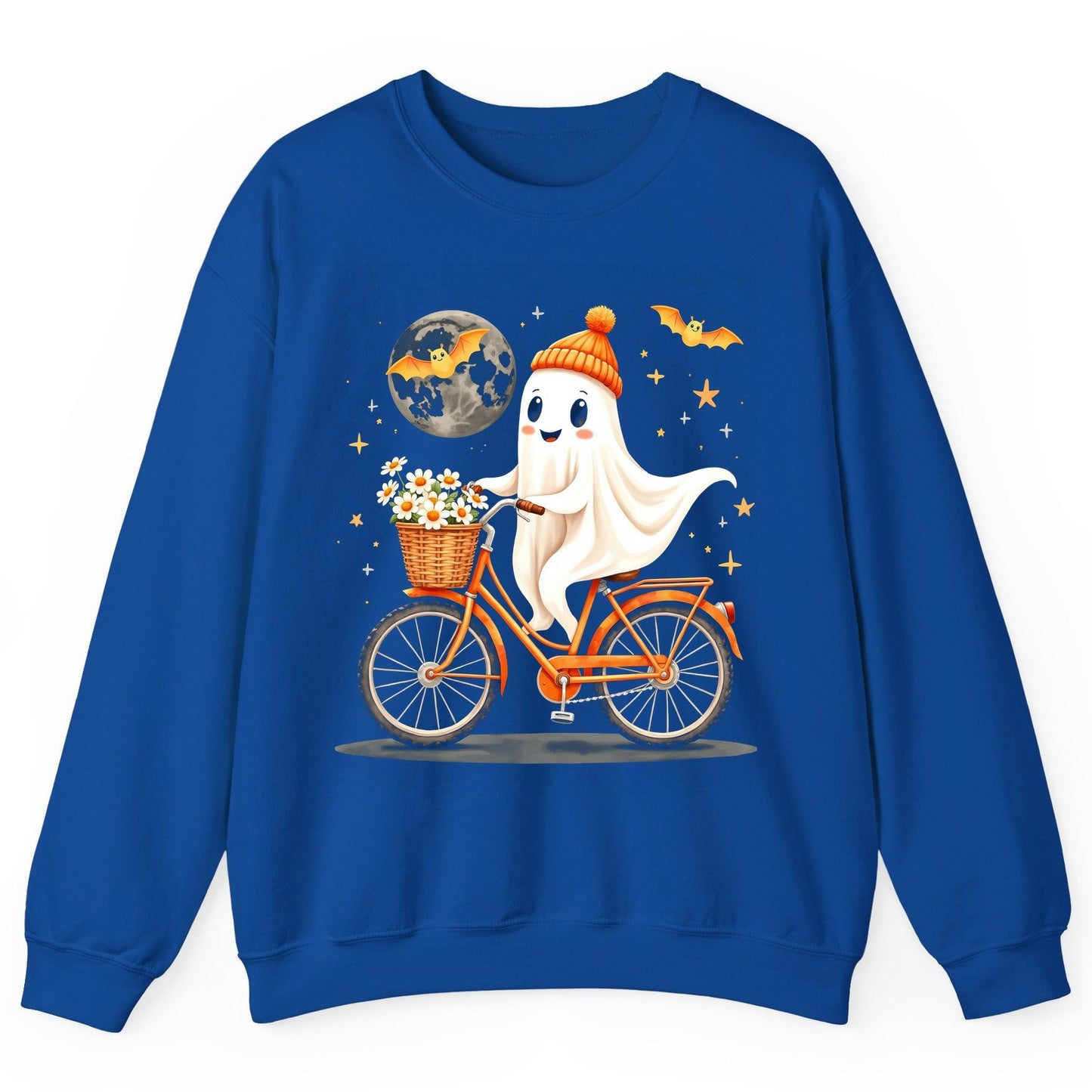 Cute Ghost on Bicycle cute ghost Sweatshirt Royal product mockup