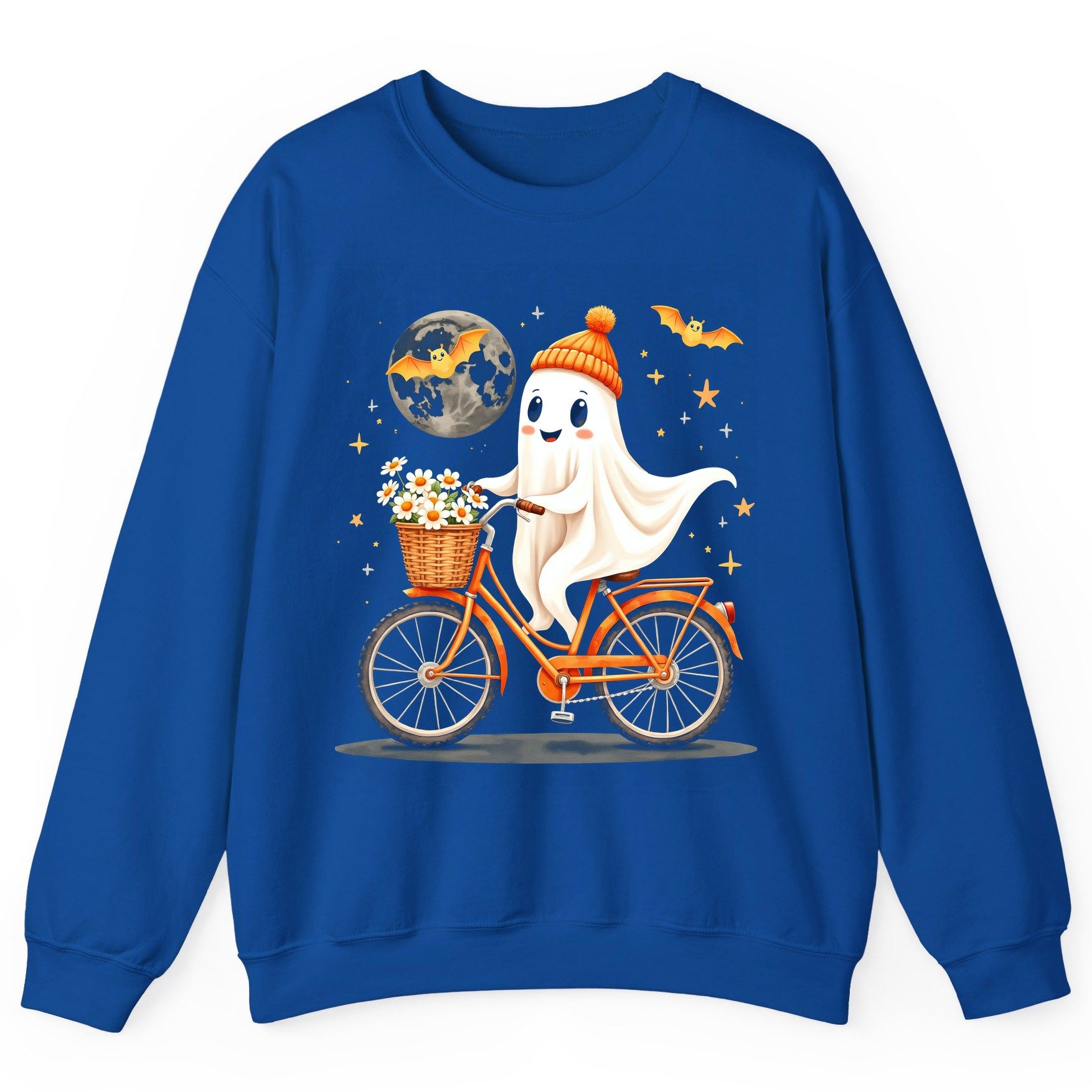Cute Ghost on Bicycle cute ghost Sweatshirt Royal product mockup