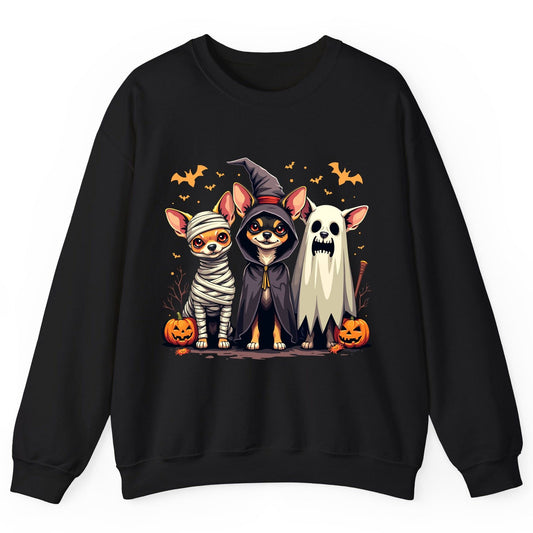 Chihuahua Halloween Costumes chihuahua dogs in Halloween costumes Sweatshirt Black product mockup
