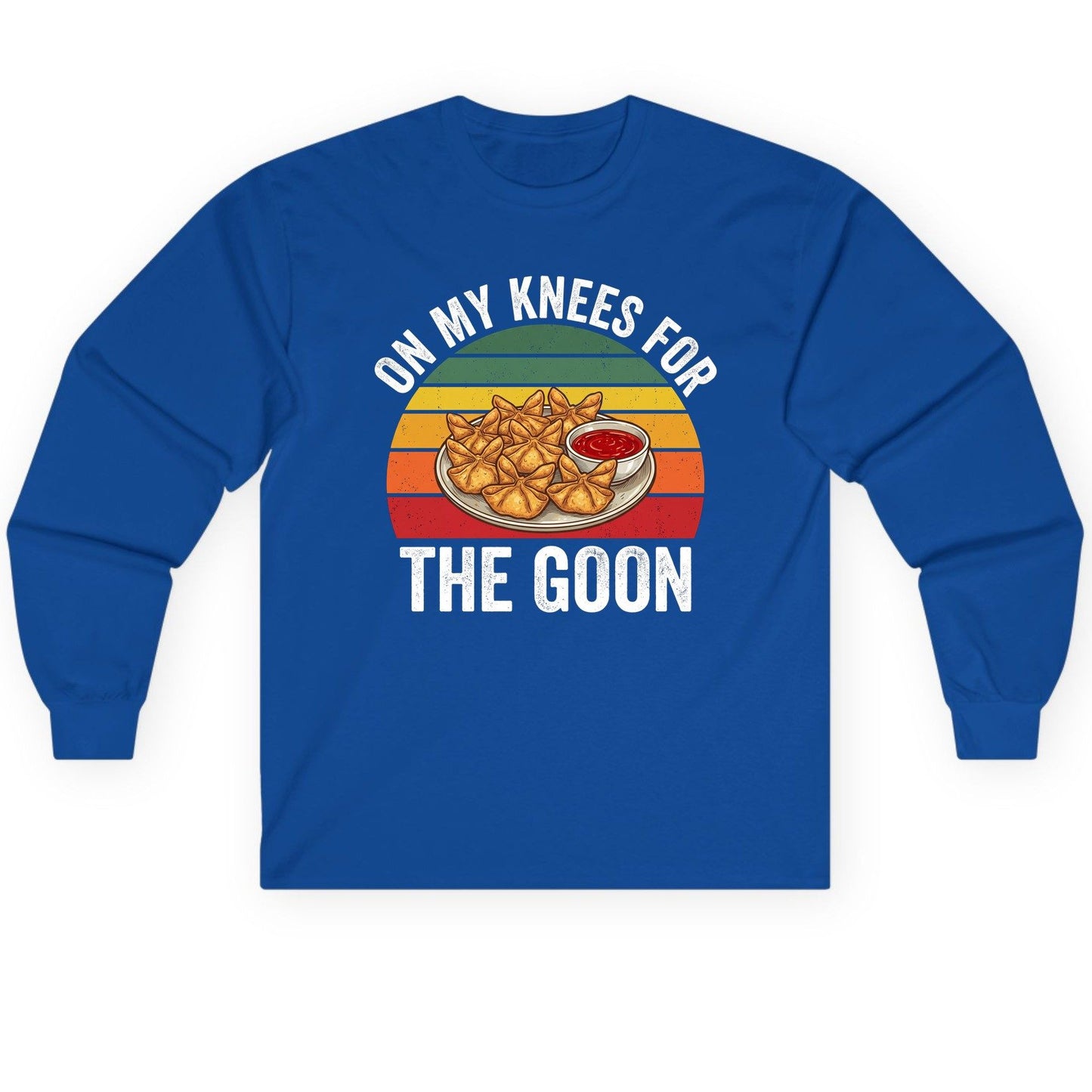 On My Knees for the Goon crab rangoon Long Sleeve Tee Royal product mockup