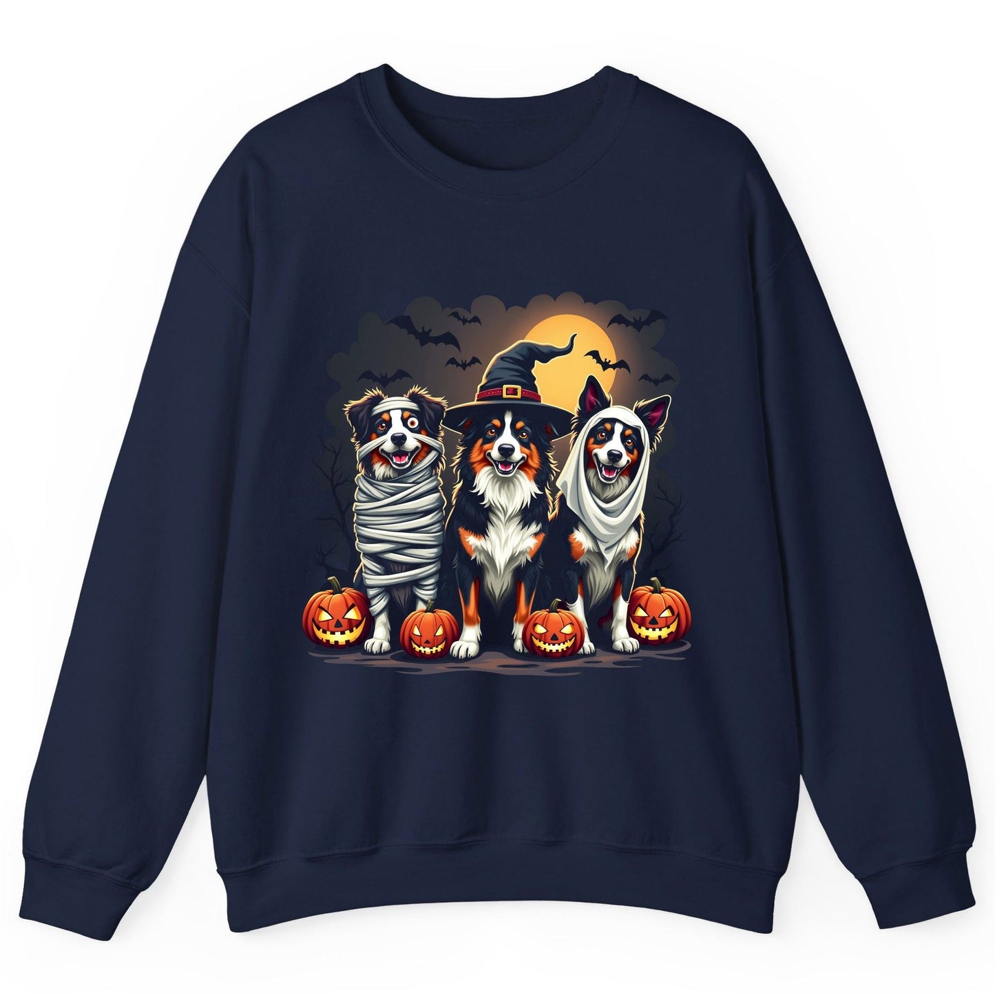 Australian Shepherd Halloween Dogs australian shepherd dogs Sweatshirt Navy product mockup