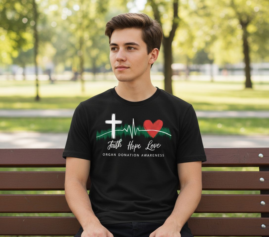 Faith Hope Love Organ Donation Awareness organ donation awareness Youth T-Shirt Black lifestyle mockup