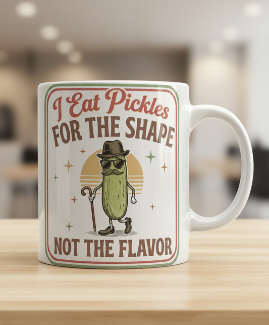 Funny Pickle I Eat Pickles For The Shape Retro Design White Mug - White