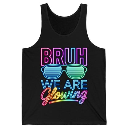 BRUH WE ARE Glowing Neon Party Tank Top Black product mockup