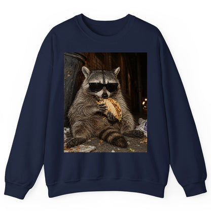 Raccoon Eating Taco Funny Animal Lovers Sweatshirt - product mockup - Navy