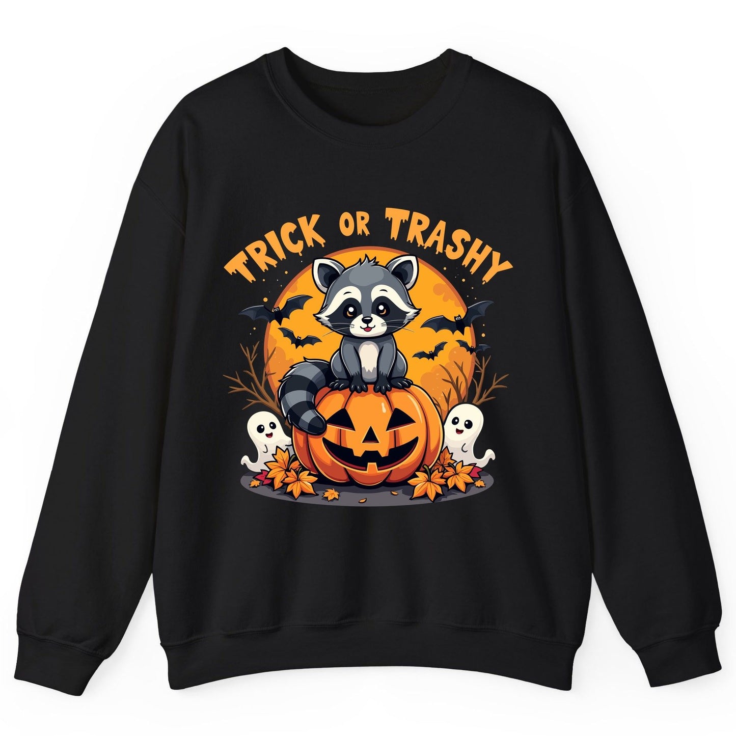 Trick or Trashy raccoon Sweatshirt Black product mockup