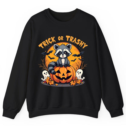 Trick or Trashy raccoon Sweatshirt Black product mockup