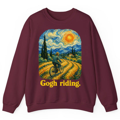 Gogh Riding van gogh parody Sweatshirt Maroon product mockup