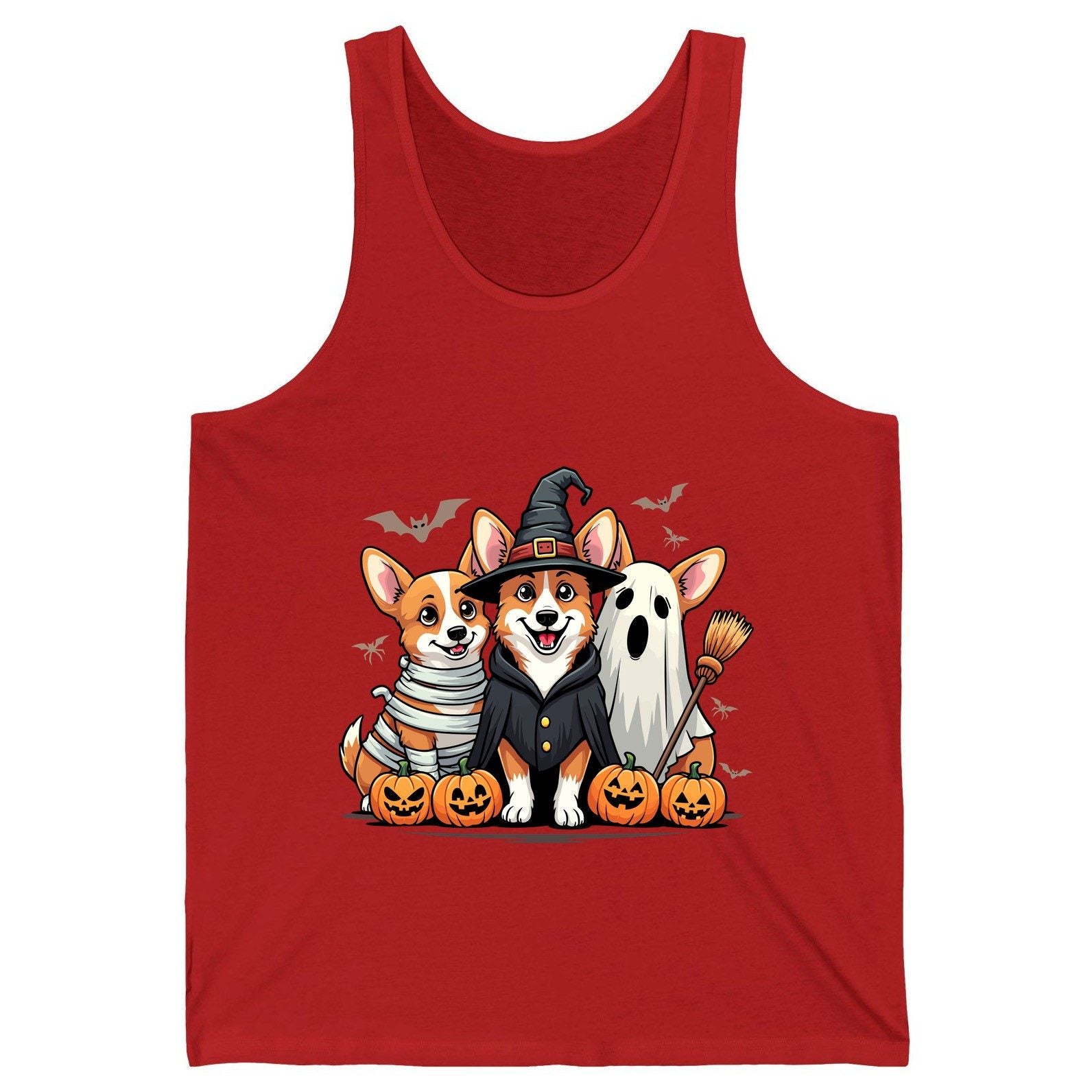 Halloween Corgi Trio Halloween corgis Tank Top Red product mockup