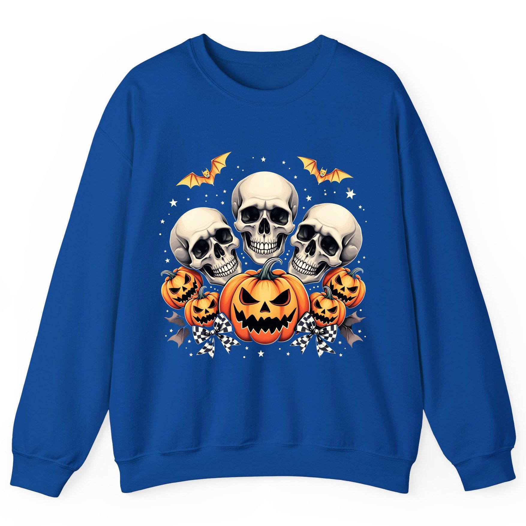 Skulls and Pumpkins Halloween Halloween Sweatshirt Royal product mockup