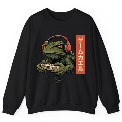 ゲームカエル gaming toad Sweatshirt Black product mockup