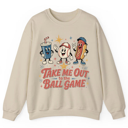 Take Me Out to the Ball Game Retro Baseball Sweatshirt - product mockup - Sand