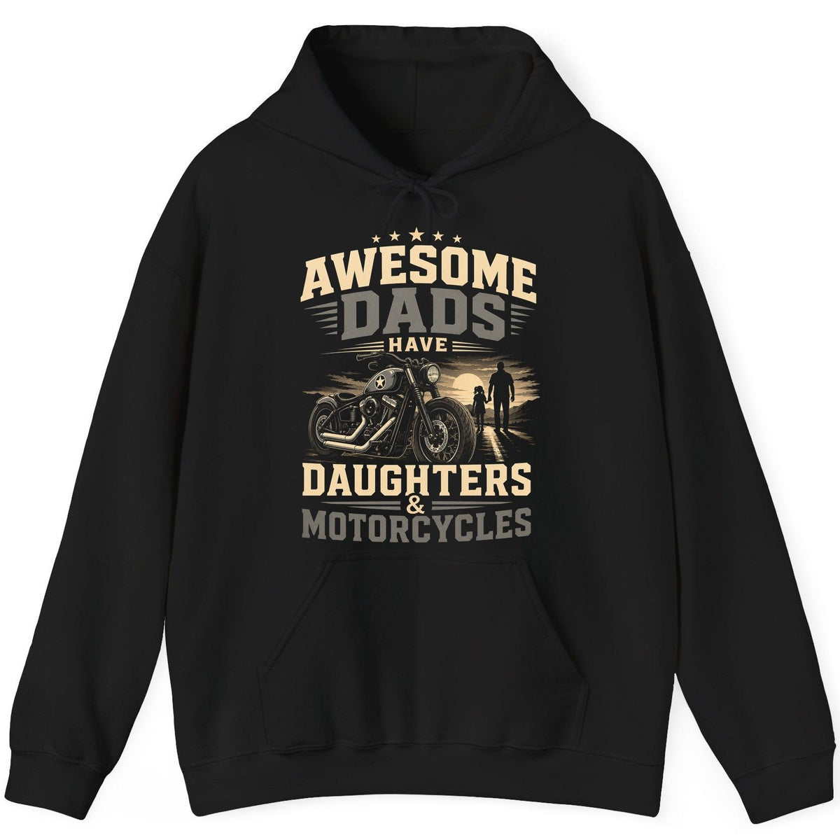 Awesome Dads Have Daughters & Motorcycles biker dad Hoodie Black product mockup