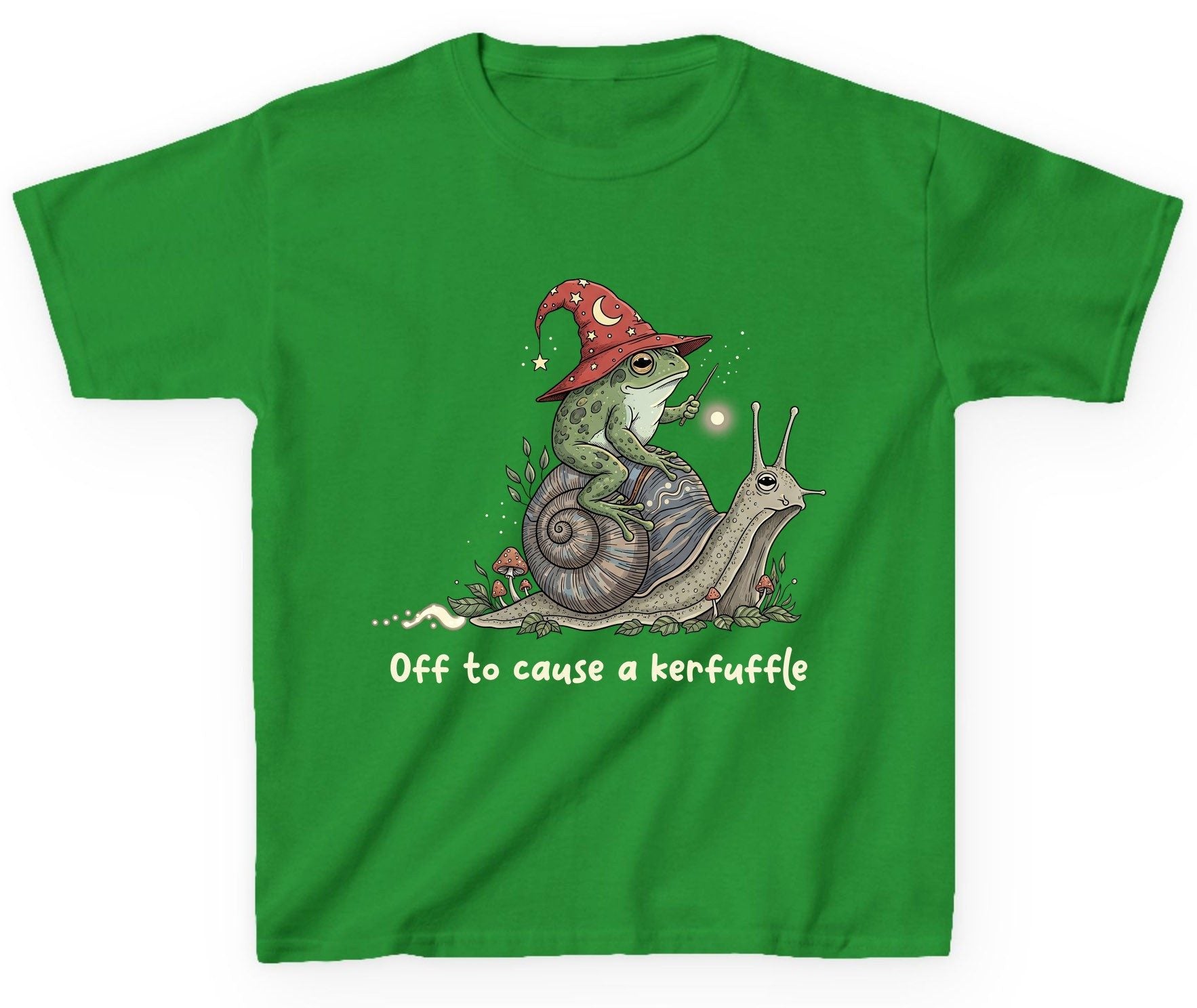 Off to Cause a Kerfuffle wizard frog Youth T-Shirt Irish Green product mockup