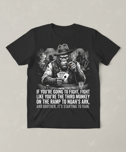 Third Monkey on Noah's Ark Gorilla Poker Player T-Shirt - Dark Heather