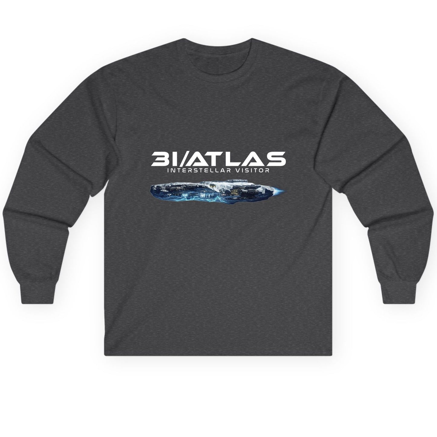 31 Atlas Interstellar Visitor sci-fi spaceship Long Sleeve Tee Dark Heather product mockup
