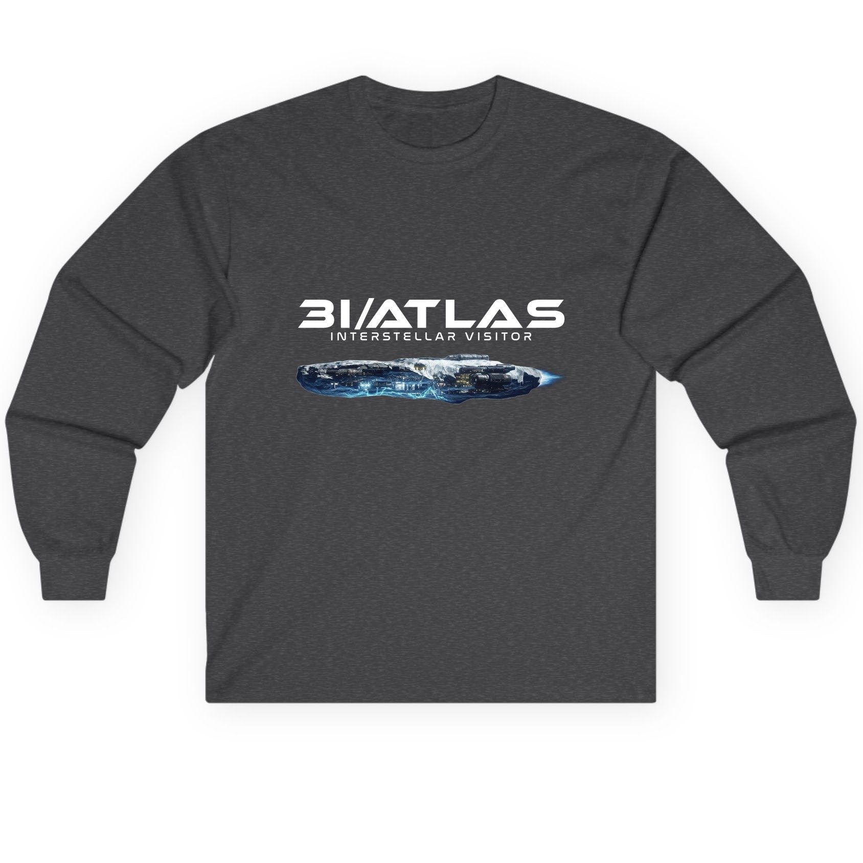 31 Atlas Interstellar Visitor sci-fi spaceship Long Sleeve Tee Dark Heather product mockup