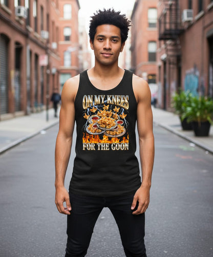 On My Knees for the Goon crab rangoon Tank Top Black lifestyle mockup