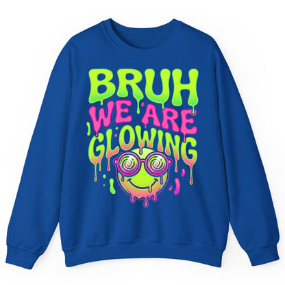 Bruh We Are Glowing rave culture Sweatshirt Royal product mockup