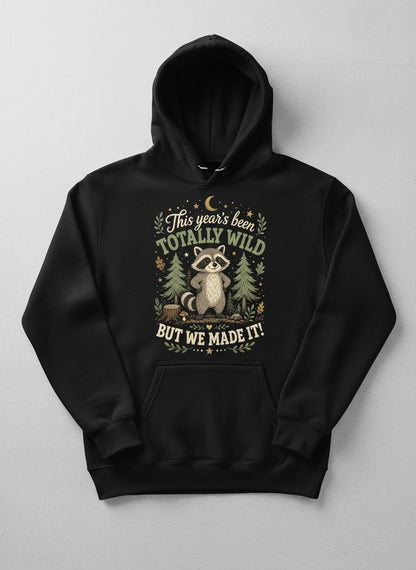Totally Wild Raccoon Funny Animal Lovers Hoodie - product mockup - Black