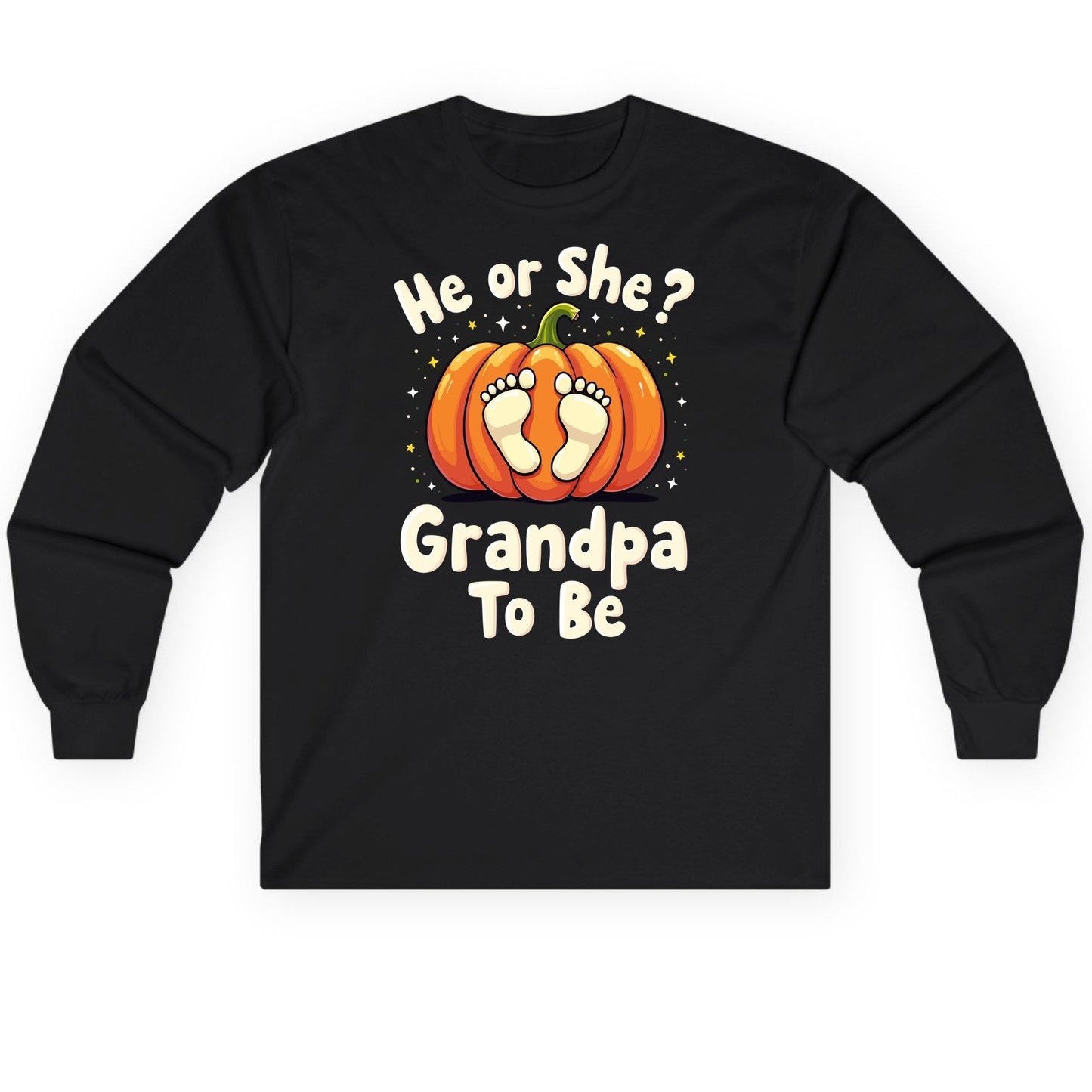 He or She Grandpa to Be gender reveal Long Sleeve Tee Black product mockup