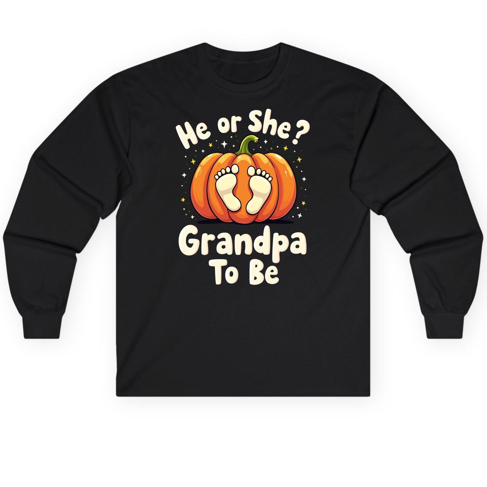 He or She Grandpa to Be gender reveal Long Sleeve Tee Black product mockup