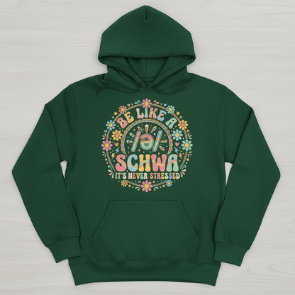 Retro Groovy Schwa Linguistics Pun Design Hoodie - Forest Green