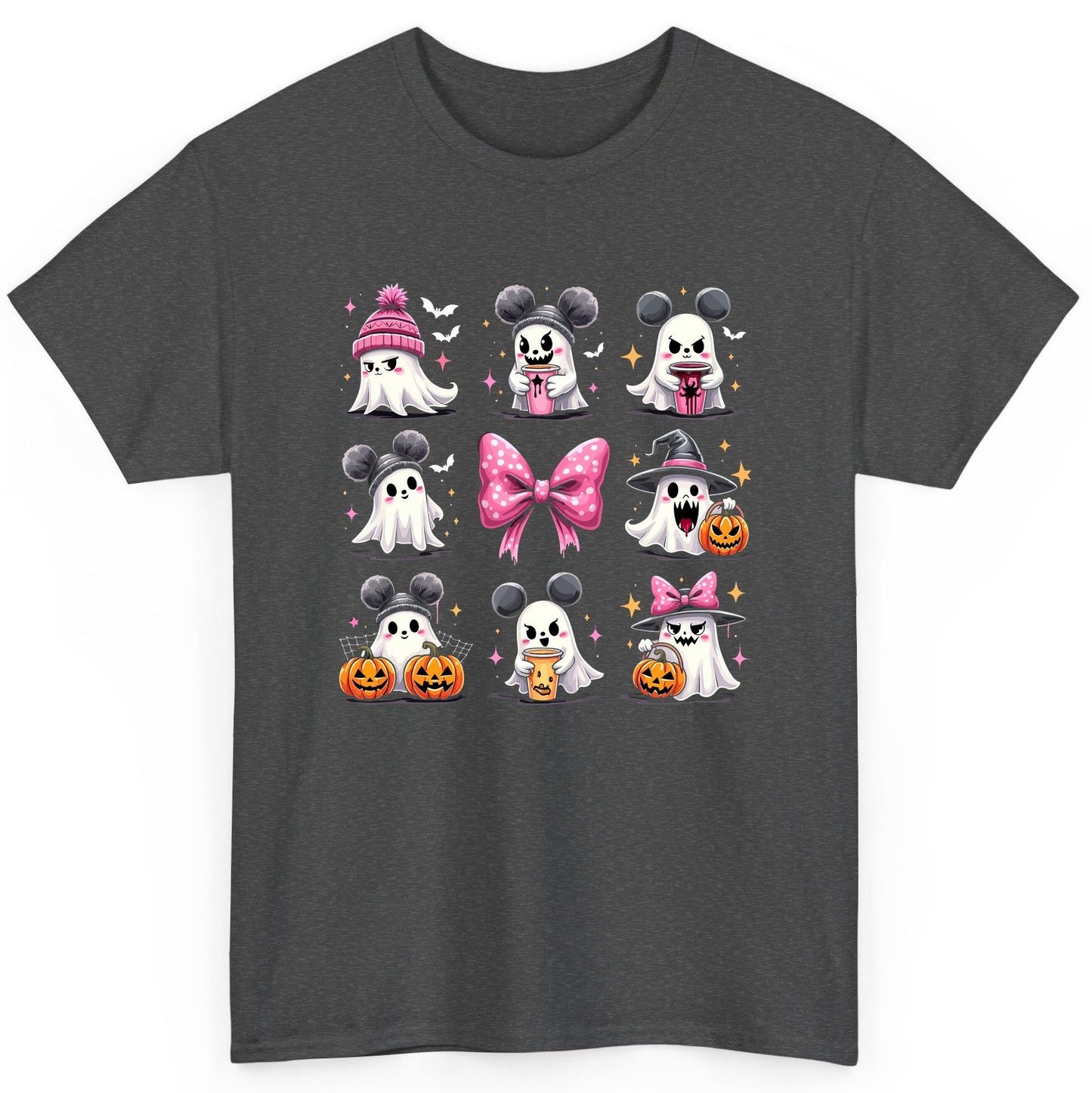 Cute Pink Halloween Ghosts Halloween ghosts T-Shirt Dark Heather product mockup
