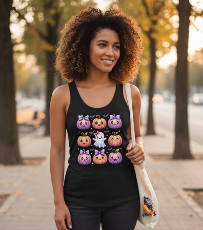 Kawaii Halloween Pumpkins kawaii Halloween Tank Top Black lifestyle mockup