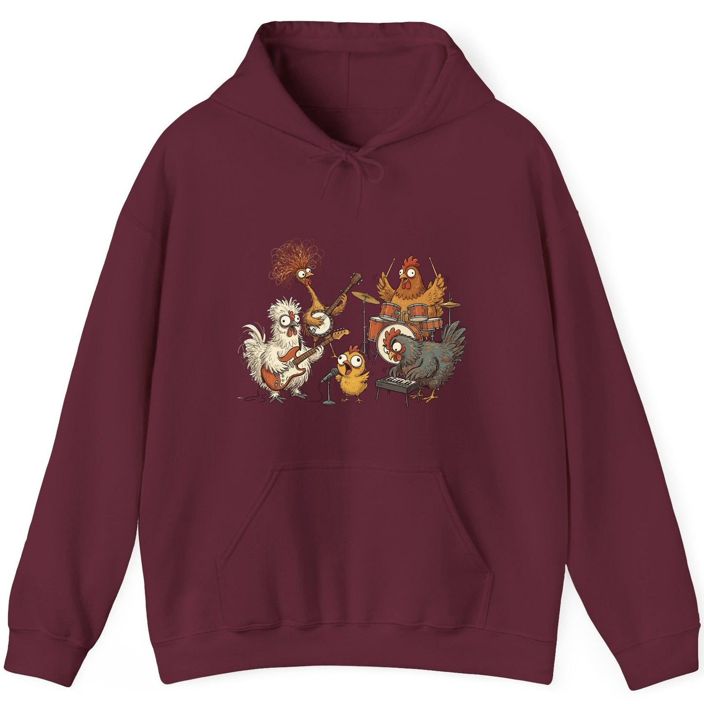 Chicken Rock Band chicken rock band Hoodie Maroon product mockup