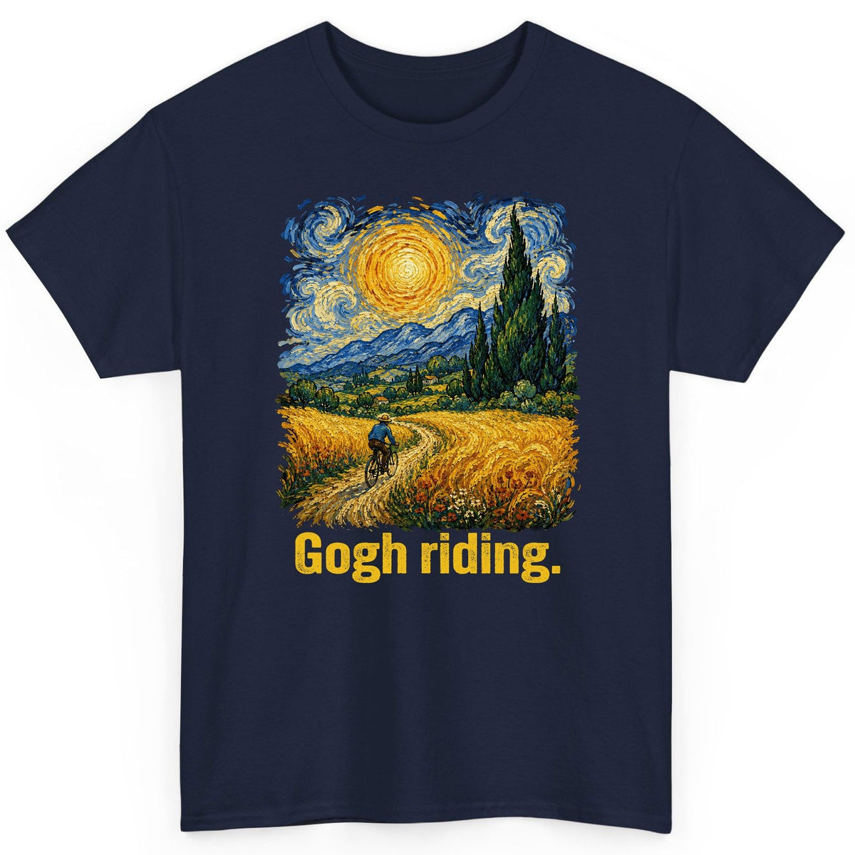 Gogh Riding art parody T-Shirt Navy product mockup