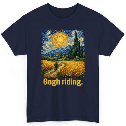 Gogh Riding art parody T-Shirt Navy product mockup