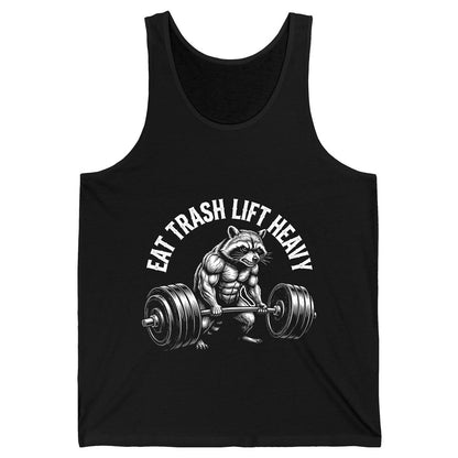 Eat Trash Lift Heavy raccoon Tank Top Black product mockup