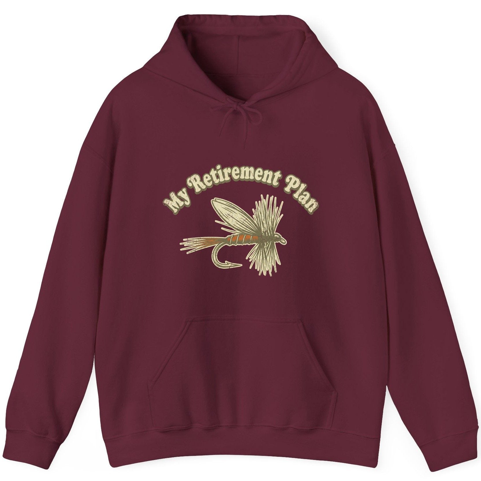 My Retirement Plan fly fishing Hoodie Maroon product mockup