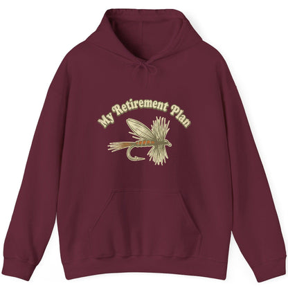 My Retirement Plan fly fishing Hoodie Maroon product mockup