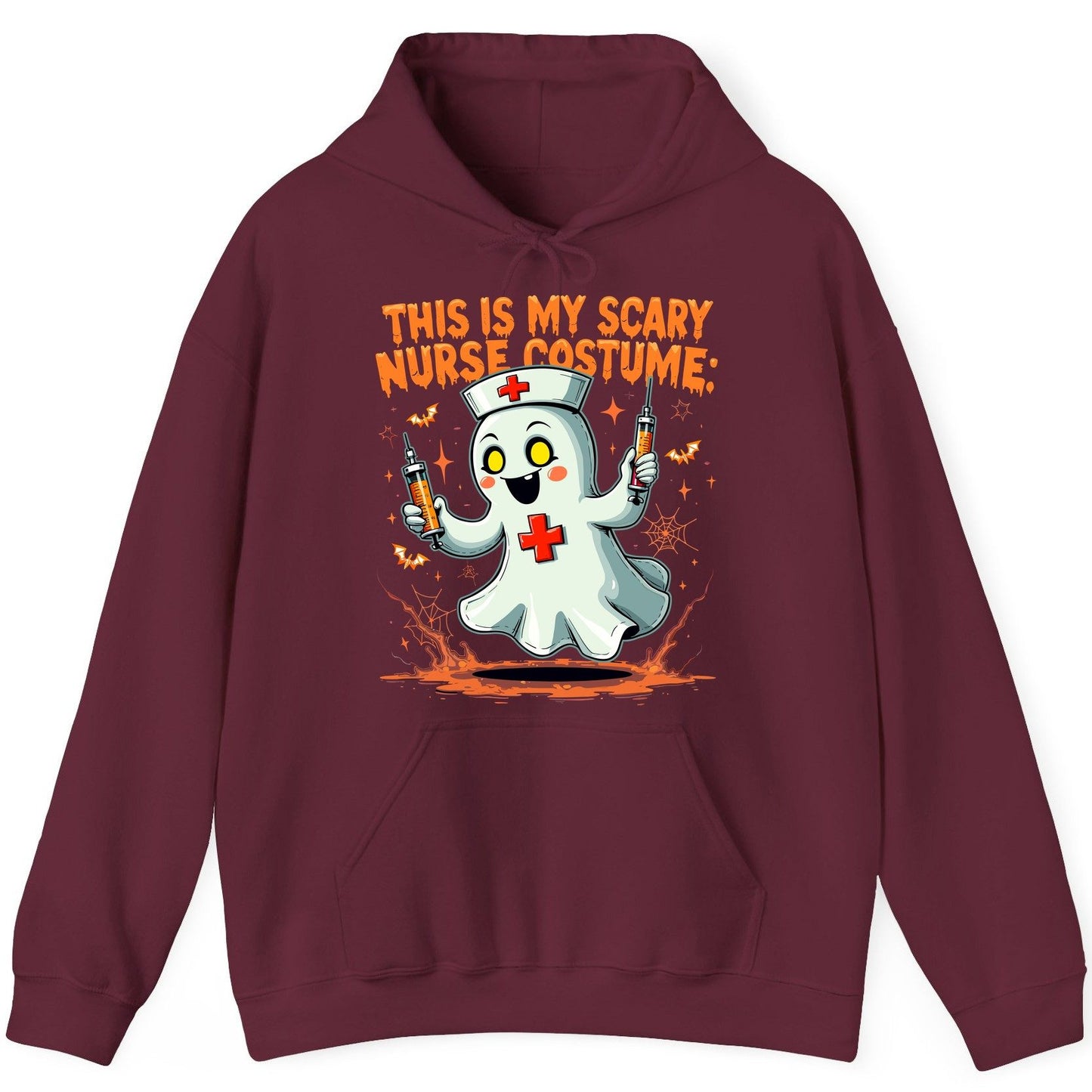 This Is My Scary Nurse Costume ghost nurse Hoodie Maroon product mockup