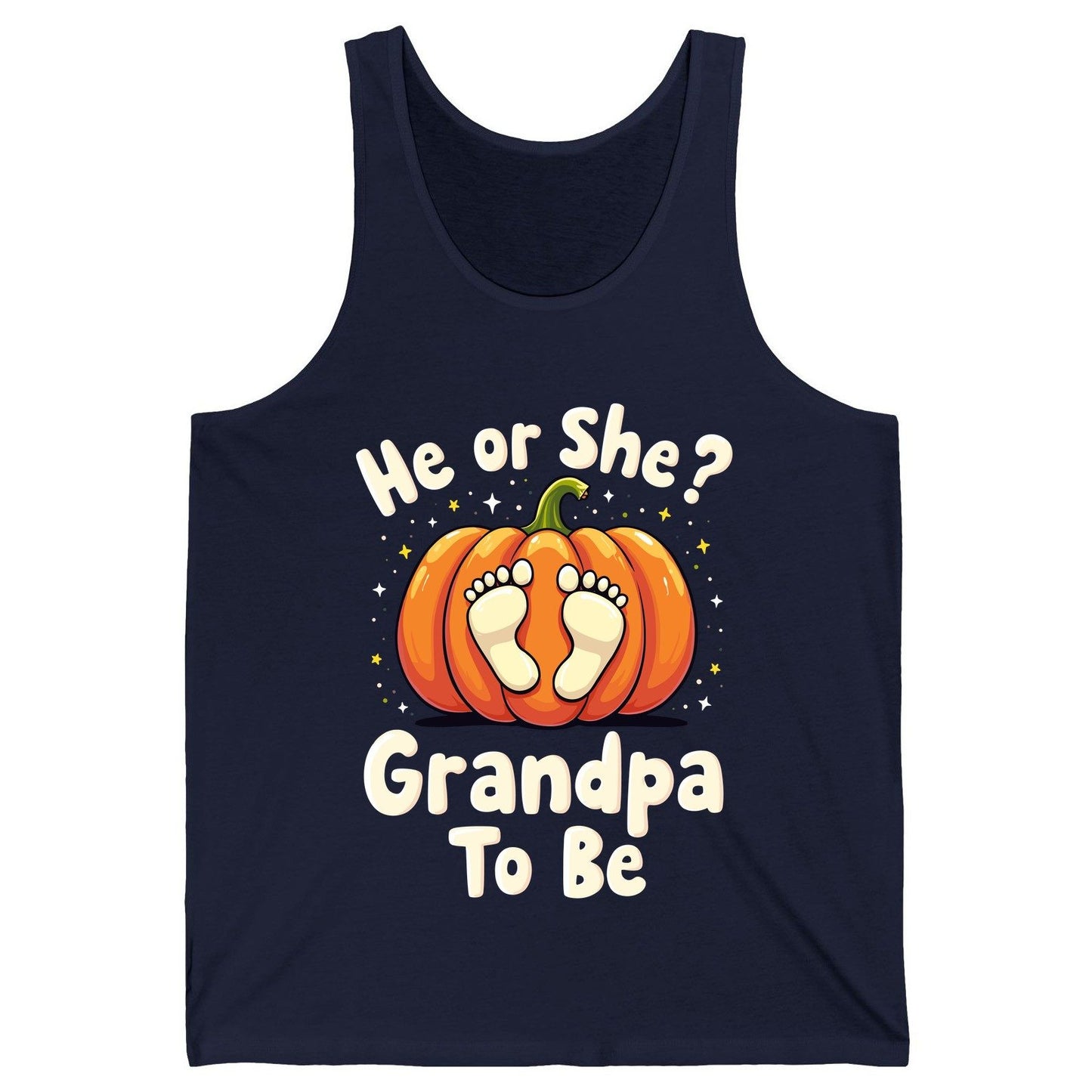 He or She Grandpa to Be gender reveal Tank Top Navy product mockup