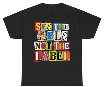 SEE THE ABLE NOT THE LABEL Inclusion and Awareness Youth T-Shirt - product mockup - Black