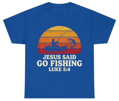 JESUS SAID GO Fishing LUKE 5 4 Retro Christian Youth T-Shirt - product mockup - Royal