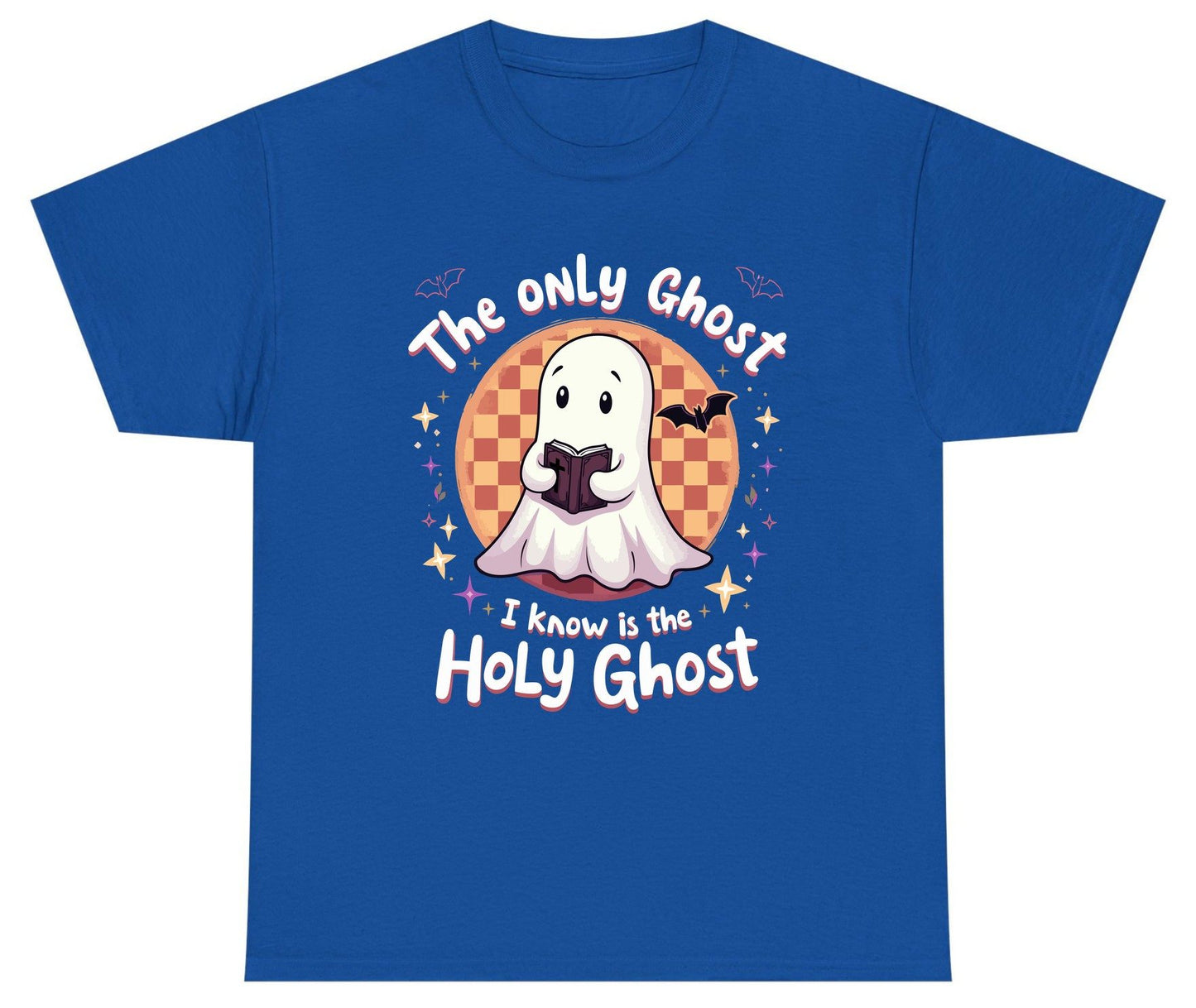 The Only Ghost I Know Is the Holy Ghost christian Halloween Youth T-Shirt Royal product mockup