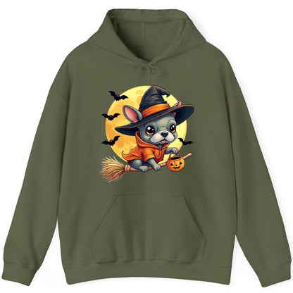 Cute Witch French Bulldog french bulldog Hoodie Military Green product mockup