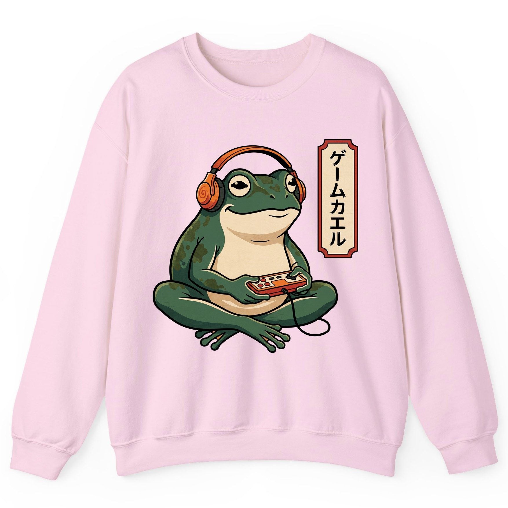 ゲームカエル gamer frog Sweatshirt Light Pink product mockup