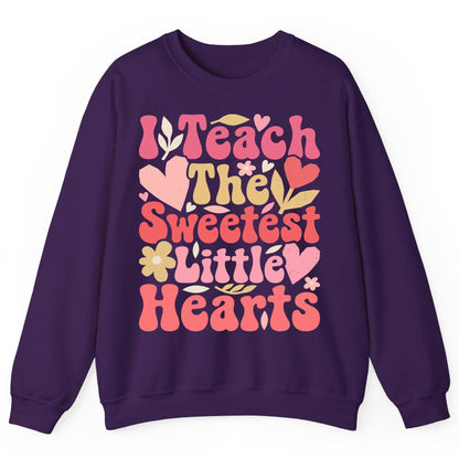 I Teach the Sweetest Little Hearts teaching Sweatshirt Purple product mockup