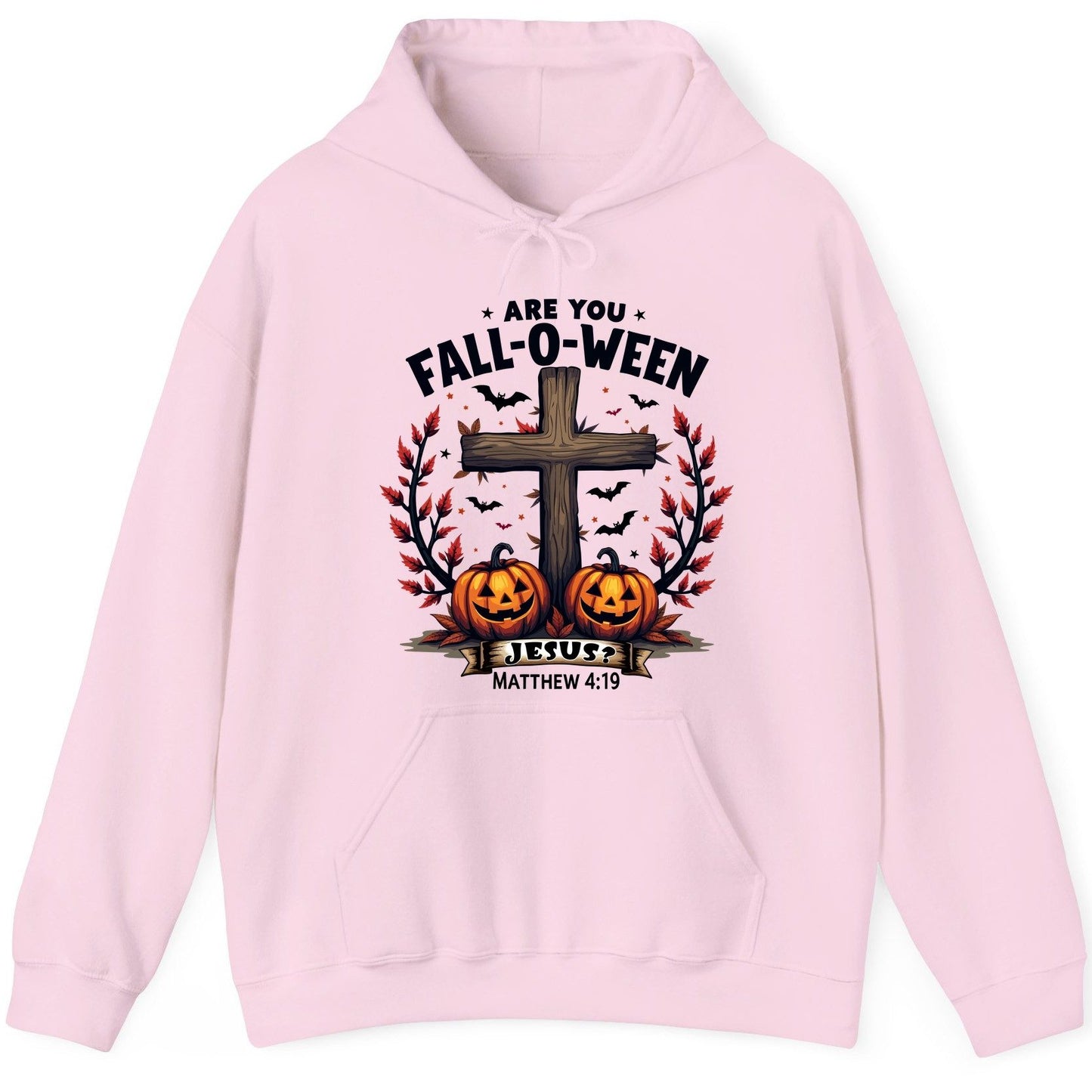Are You Fall-O-Ween Jesus? christian Halloween Hoodie Light Pink product mockup