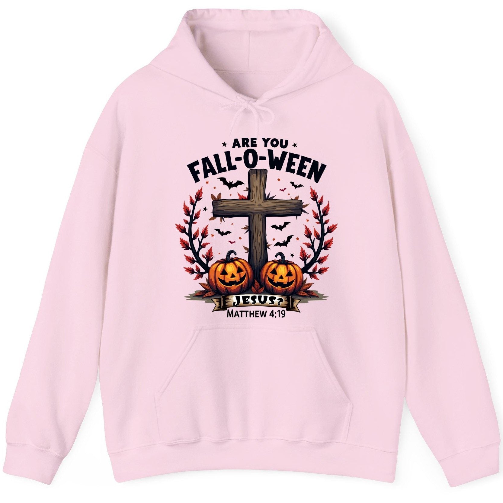 Are You Fall-O-Ween Jesus? christian Halloween Hoodie Light Pink product mockup