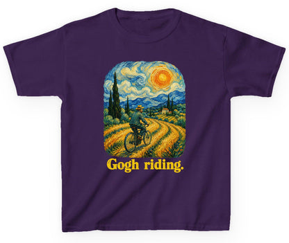 Gogh Riding van gogh parody Youth T-Shirt Purple product mockup