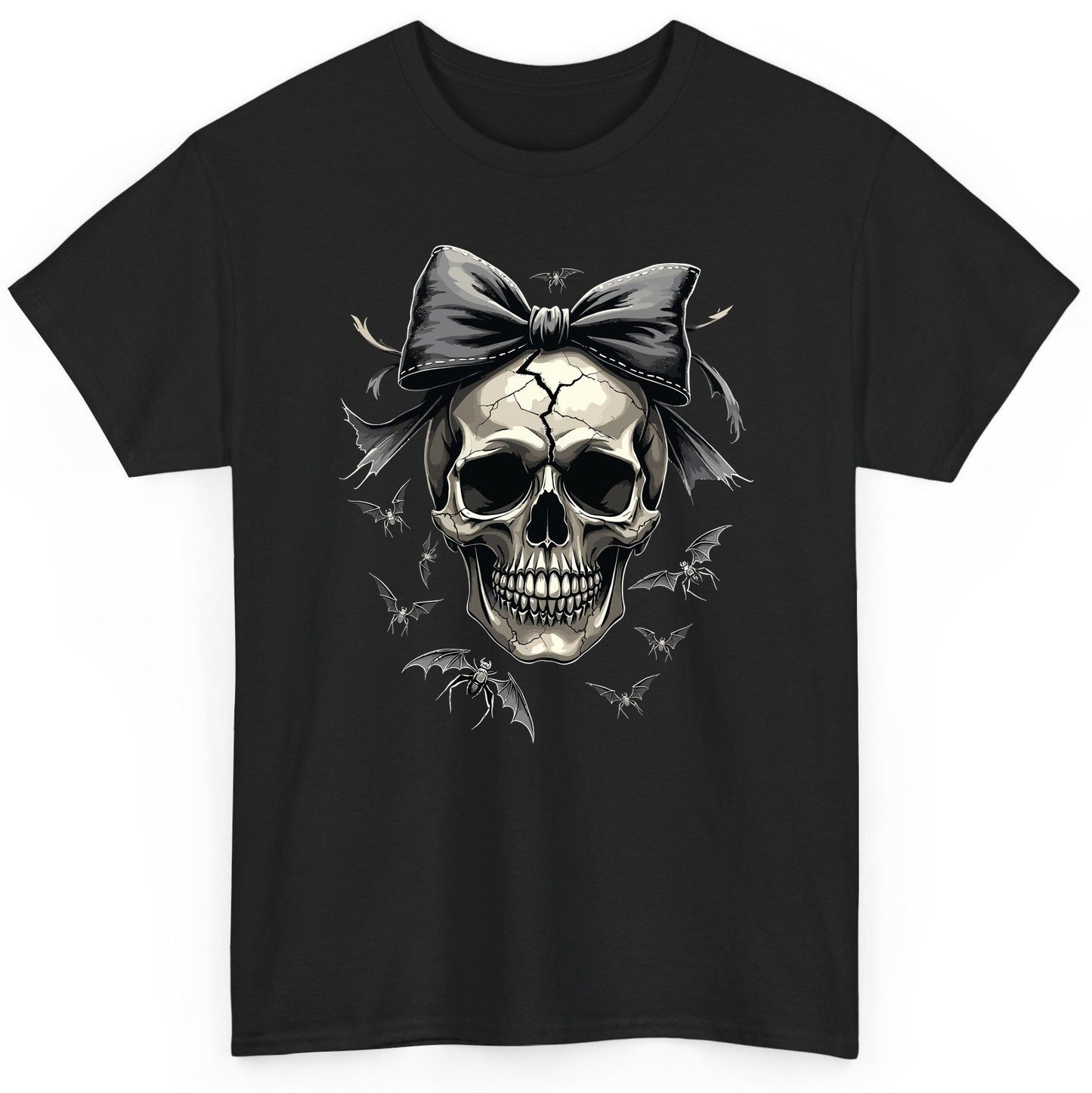 Gothic Skull with Bow gothic skull T-Shirt Black product mockup