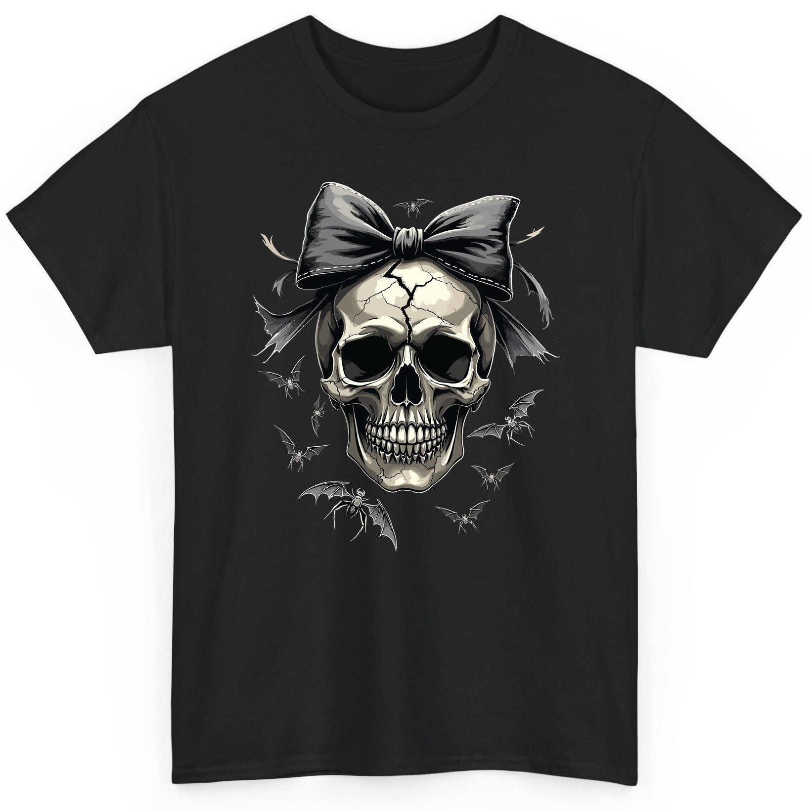 Gothic Skull with Bow gothic skull T-Shirt Black product mockup