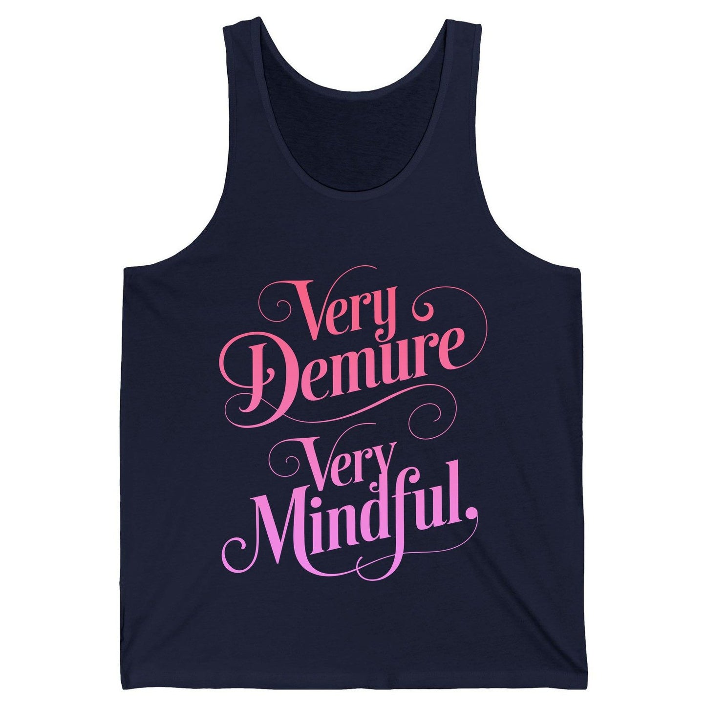 Very Demure Very Mindful mindfulness Tank Top Navy product mockup