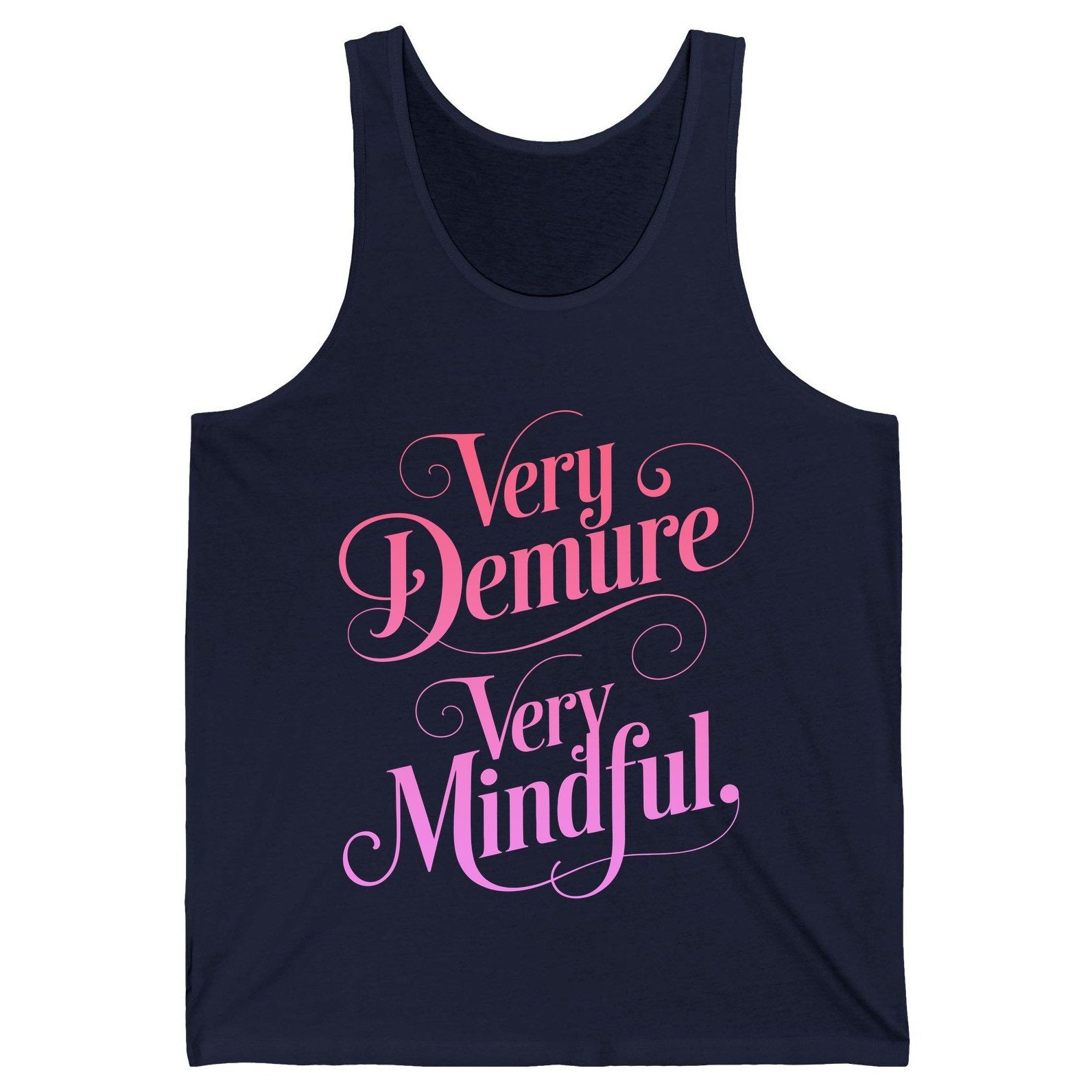 Very Demure Very Mindful mindfulness Tank Top Navy product mockup